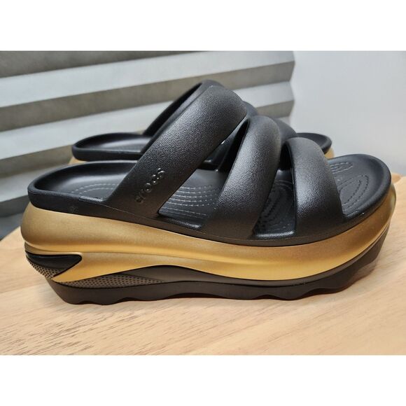 Crocs Mega Crush Metallic Triple Strap Wedge Slide – Women’s Size 8 / EU 38–39 - Picture 4 of 8